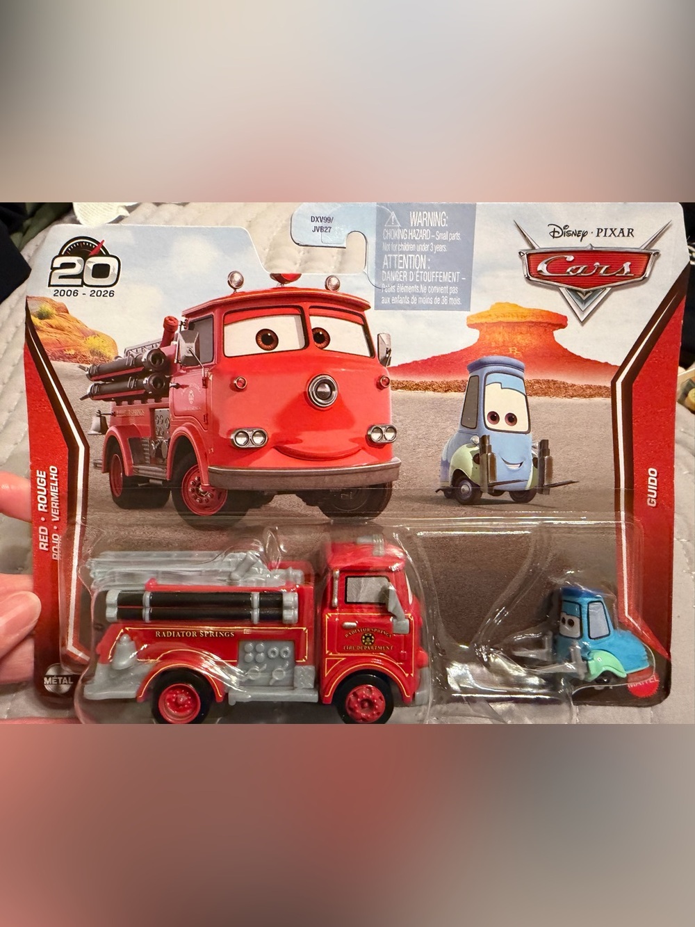 Disney Pixar Cars Red Fire Truck Guido 2 Pack Diecast 20th Anniversary 2026 New
